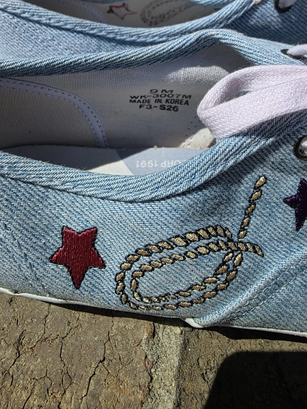Keds Light Blue Denim Sneakers Western Cowgirl Embroidered Patches